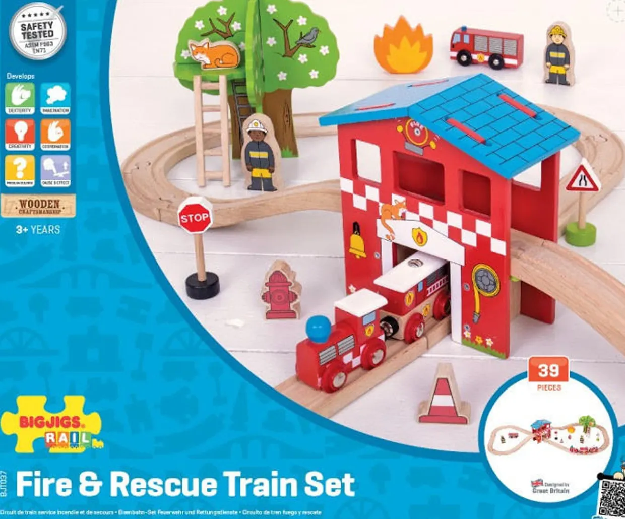 BigJigs Fire Station Train Set