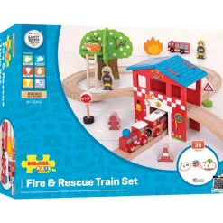 BigJigs Fire Station Train Set