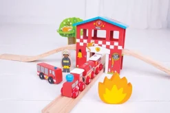 BigJigs Fire Station Train Set