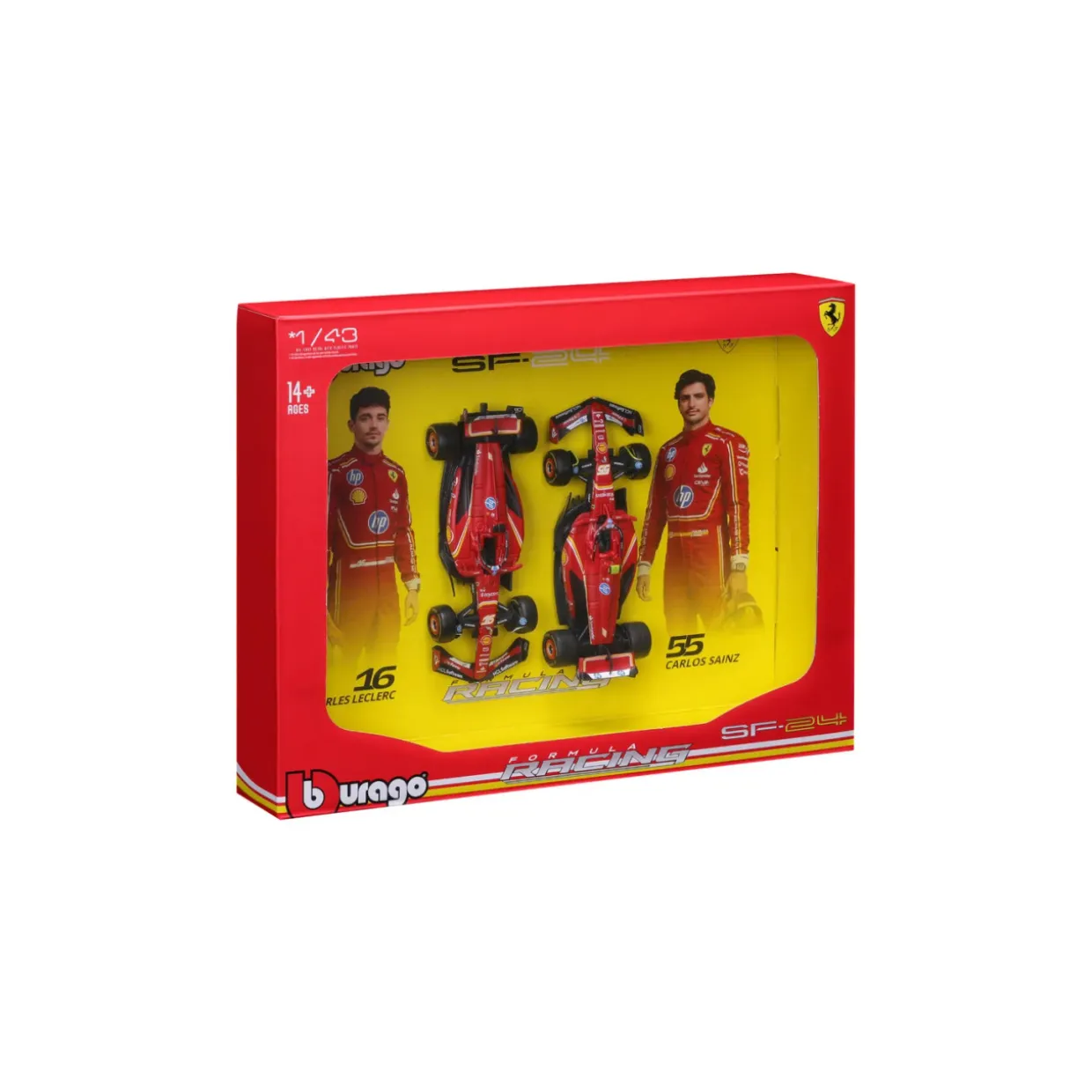 Burago 1/43 F1 Ferrari SF-24 2024 Two Pack - Leclerc and Sainz