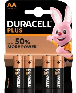 Duracell Plus AA LR6 Alkaline Batteries (4 Pack)