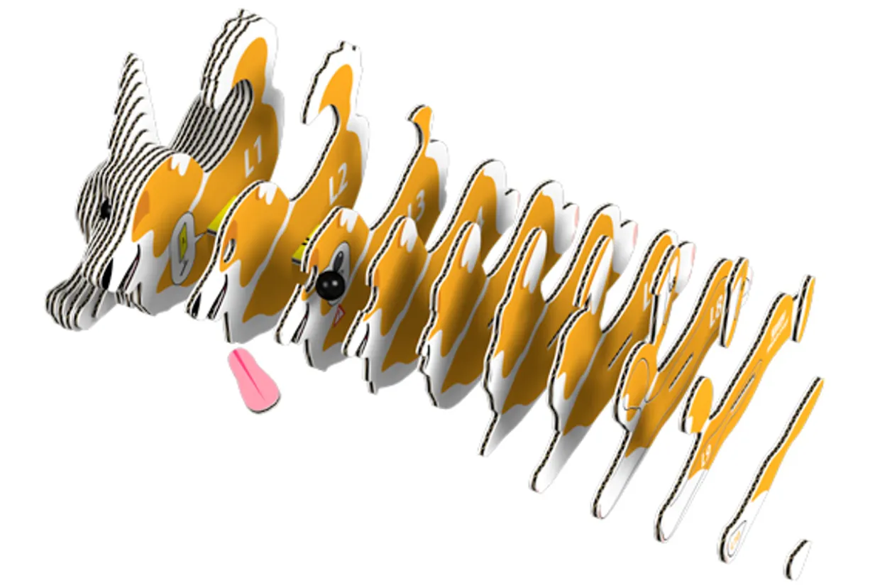 Eugy 80 Welsh Corgi Card 3D Puzzle