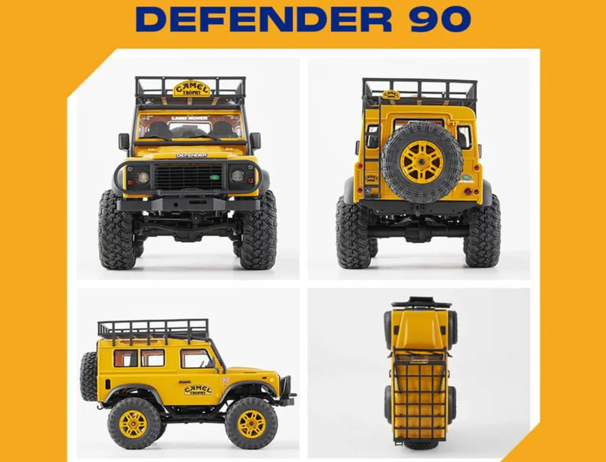 FMS 1/24 Land Rover Defender D90 RTR Yellow Off-Road Vehicle