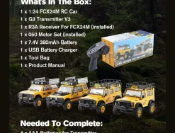 FMS 1/24 Land Rover Defender D90 RTR Yellow Off-Road Vehicle