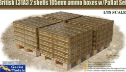 Gecko Models 1/35 British L31A3 2 shells 105mm ammo boxes w/Pallet Set