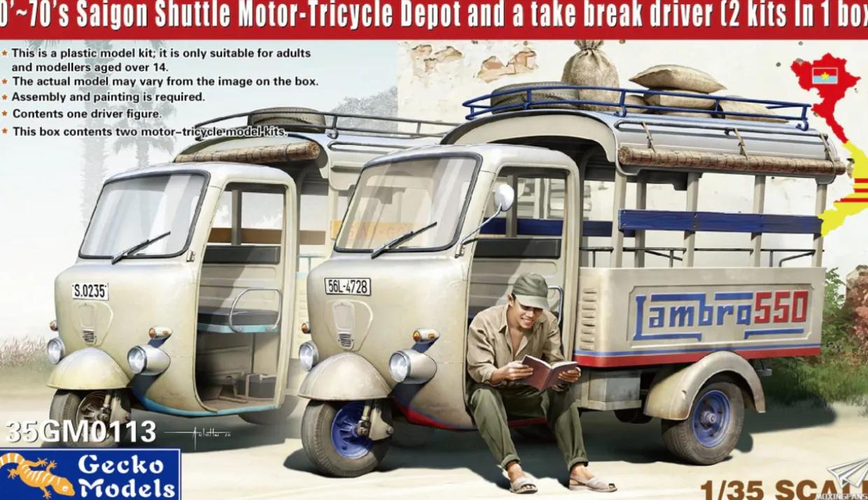 Gecko Models 1/35 Saigon Shuttle Motor-Tricycle 1960s-1970s (2-in-1)