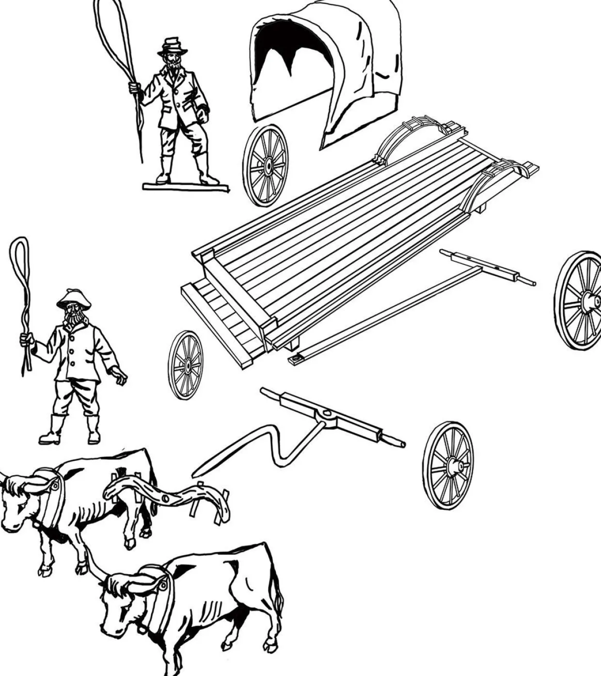 Hat Industrie 1/72 Colonial Ox Drawn Wagon Model Kit