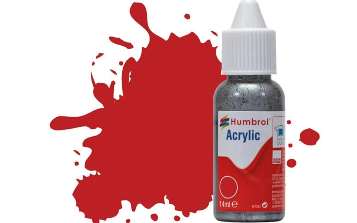 Humbrol 60 14ml Acrylic Matt Scarlet Paint Dropper Bottle