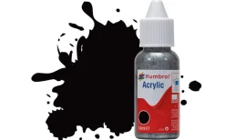Humbrol 85 14ml Acrylic Satin Black Paint Dropper Bottle