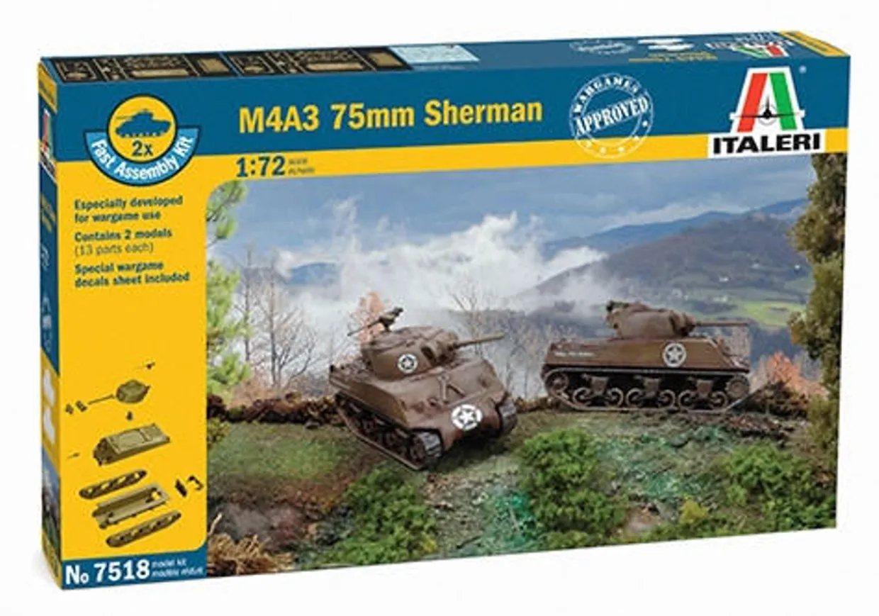 Italeri 1/72 M4A3 Sherman Fast Assembly Model Kit
