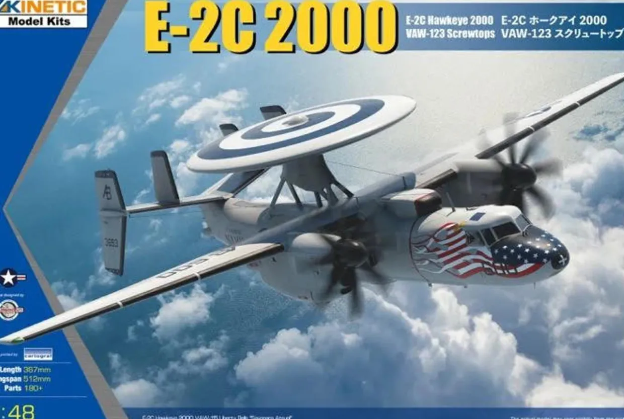 Kinetic 1/48 Grumman E-2C Hawkwye 2000 VAW-123 'Screwtops' Model Kit