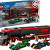 Lego City Formula 1 Truck with Red Bull RB20 and Aston Martin AMR24 Race Cars