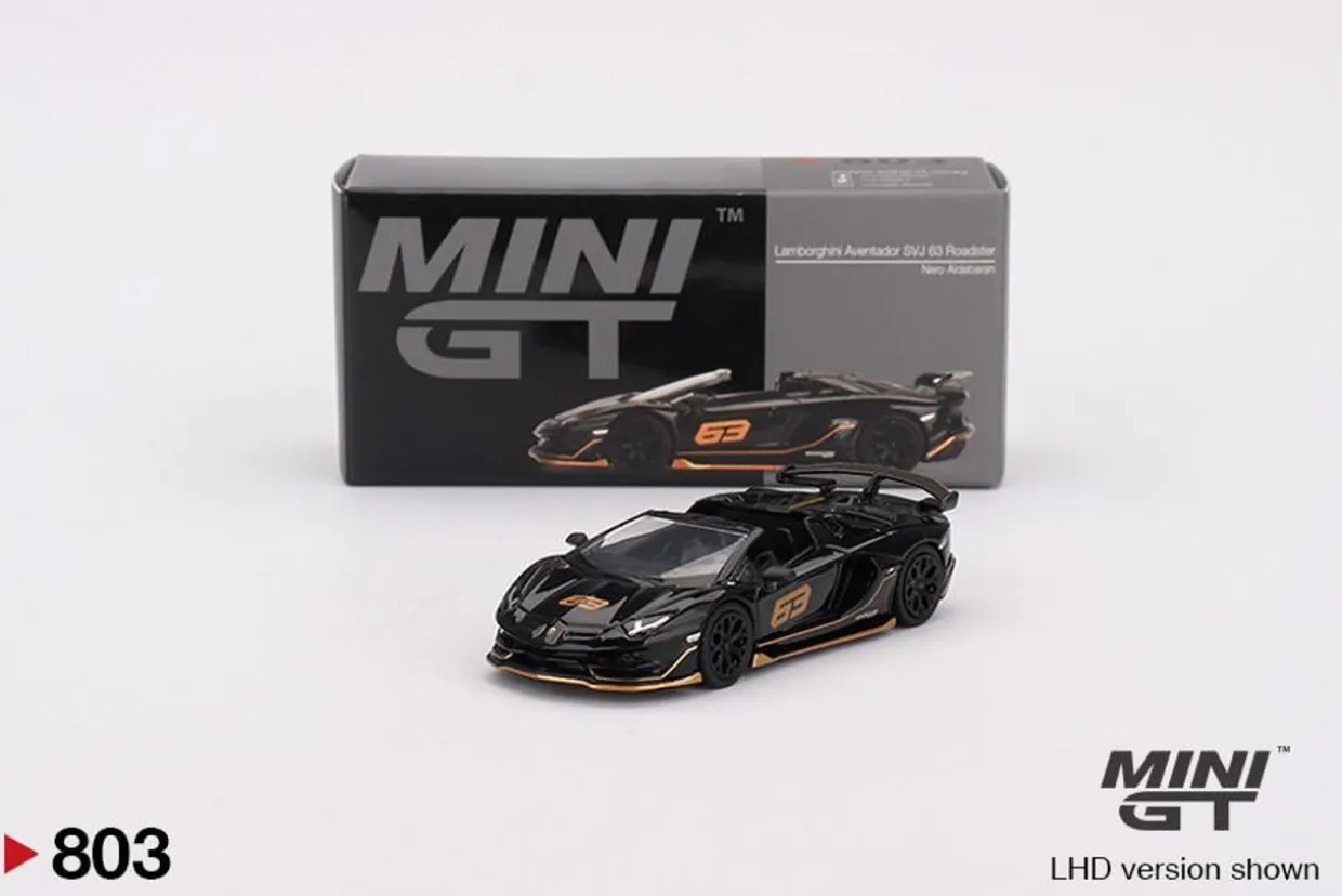 Mini GT 1/64 Lamborghini Aventador SVJ 63 Roadster Nero Aldebaran (LHD)