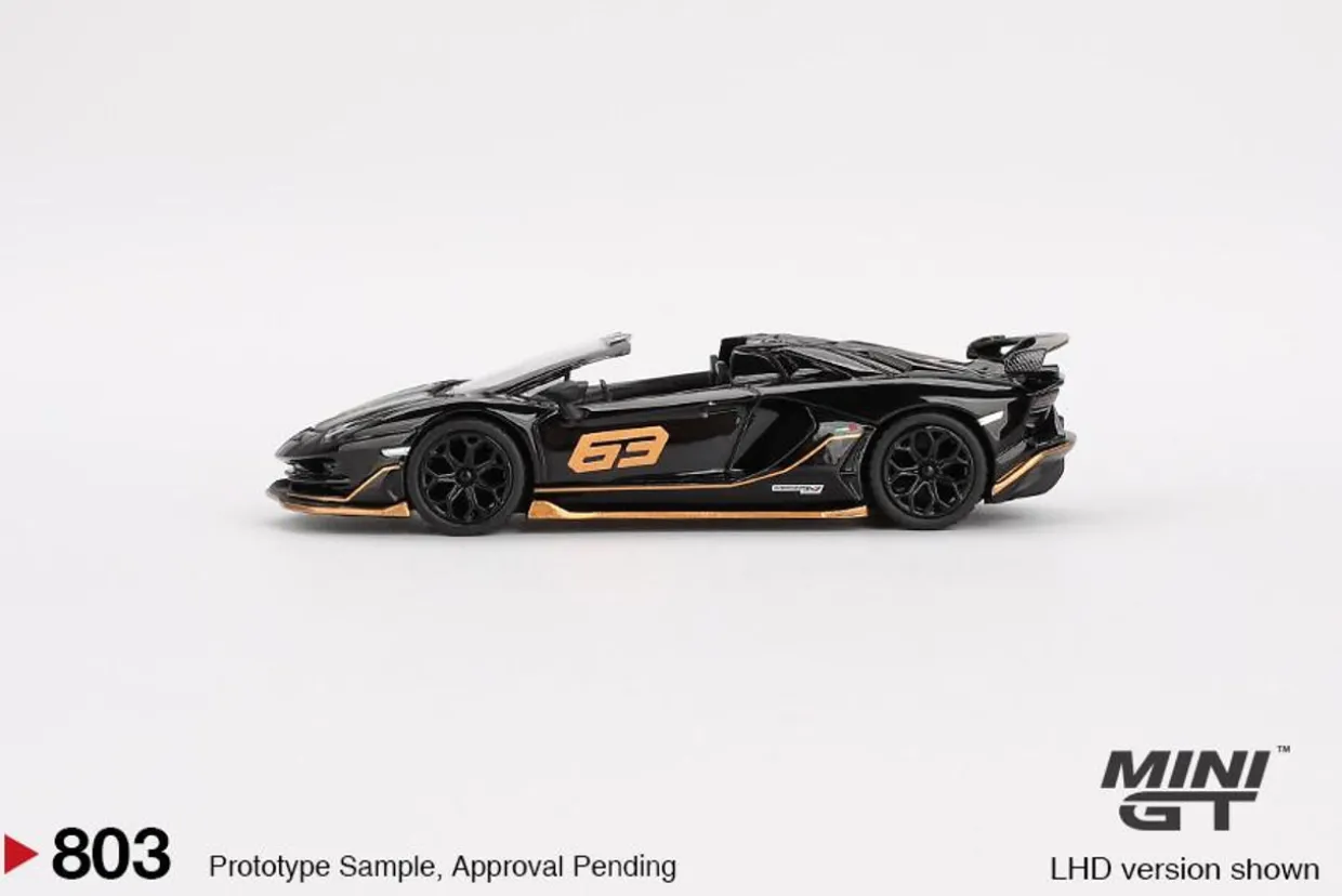 Mini GT 1/64 Lamborghini Aventador SVJ 63 Roadster Nero Aldebaran (LHD)