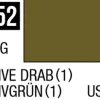 Mr Hobby Aqueous Hobby Colour 10ml 052 Olive Drab Semi Gloss Acrylic Paint
