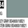 Mr Hobby Mr Colour 10ml 334 Barley Gray BS4800/18B21 Semi Gloss Acrylic Paint