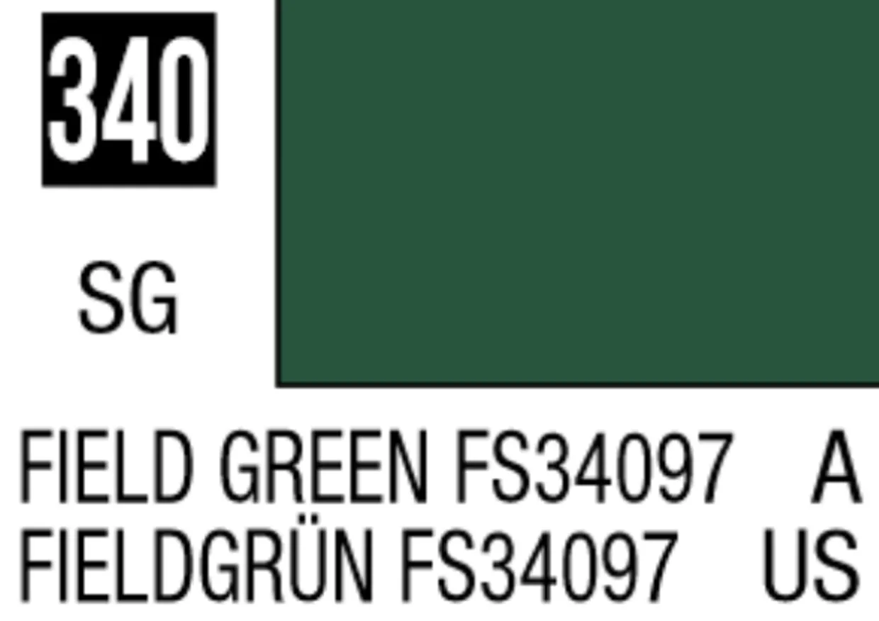 Mr Hobby Mr Colour 10ml 340 Field Green FS34097 Semi Gloss Acrylic Paint