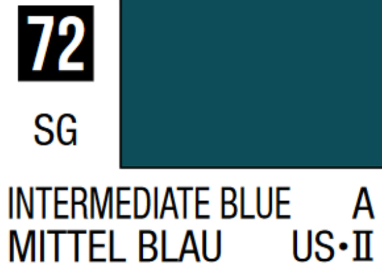 Mr Hobby Mr Colour 10ml 072 Intermediate Blue Semi Gloss Acrylic Paint