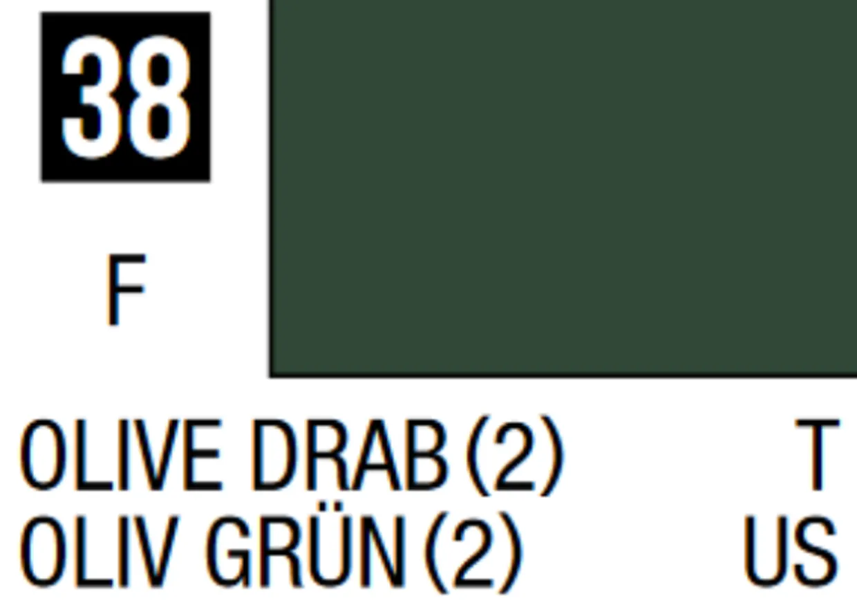 Mr Hobby Mr Colour 10ml 038 Olive Drab 2 Semi Gloss Acrylic Paint