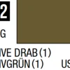 Mr Hobby Mr Colour 10ml 012 Olive Drab Semi Gloss Acrylic Paint