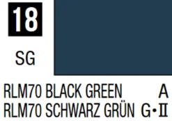 Mr Hobby Mr Colour 10ml 018 RLM70 Black Green Semi Gloss Acrylic Paint
