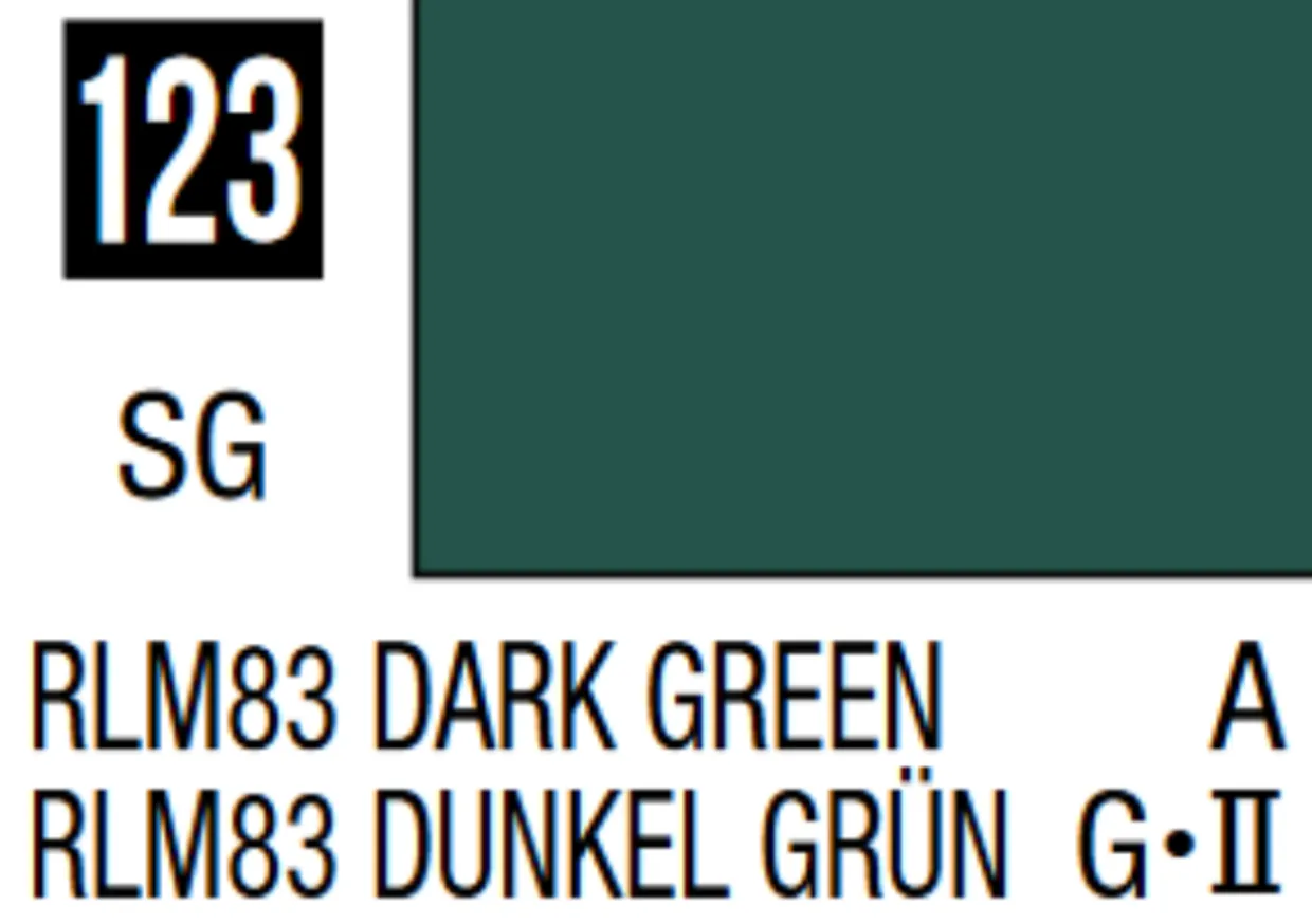 Mr Hobby Mr Colour 10ml 123 RLM83 Dark Green Semi Gloss Acrylic Paint