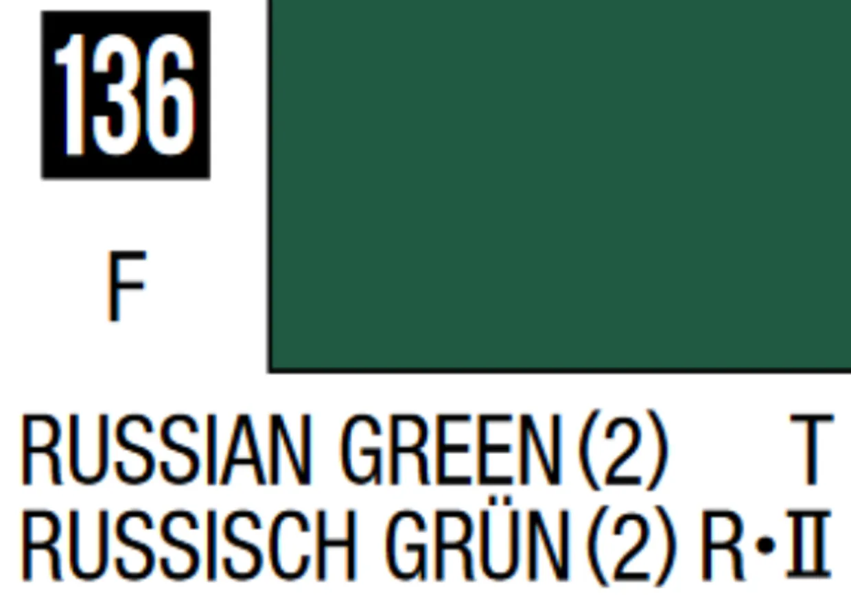 Mr Hobby Mr Colour 10ml 136 Russian Green 2 Semi Gloss Acrylic Paint