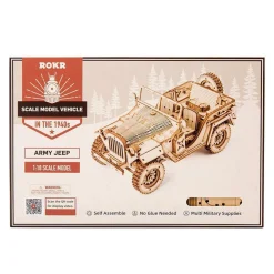 Rokr Army Jeep 3D Wooden Puzzle Model Kit