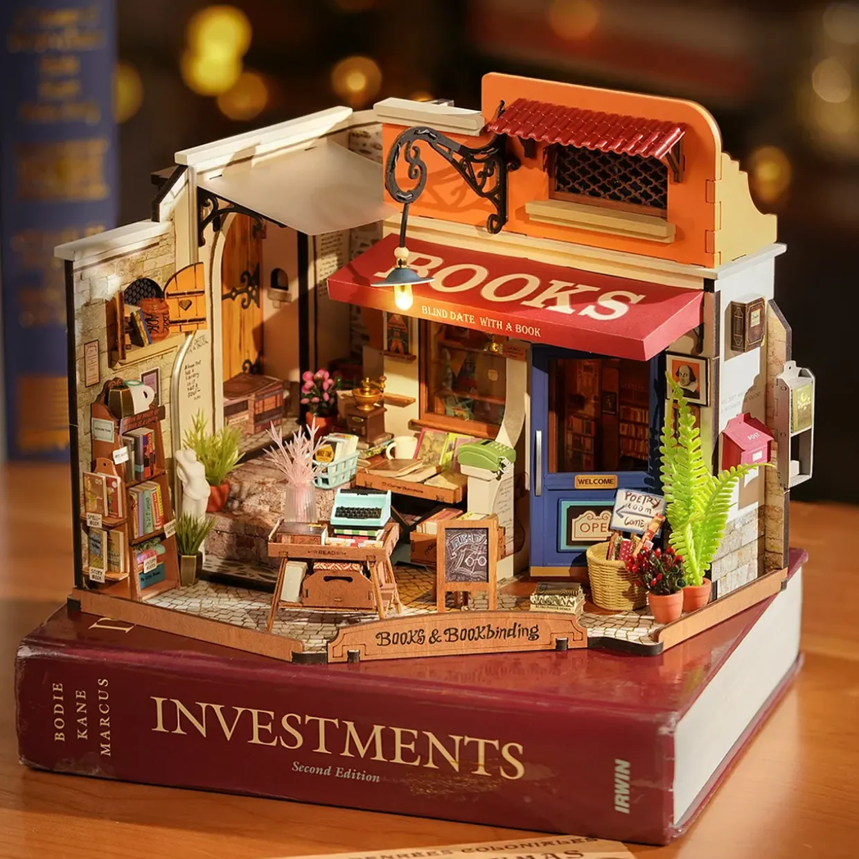 Rolife Corner Bookstore Wooden Diorama Kit