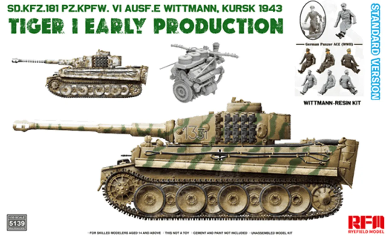 Rye Field Models 1/35 Pz.Kpfw.VI Ausf.E Tiger I Early Production Kursk 1943 Michael Wittmann Standard Kit