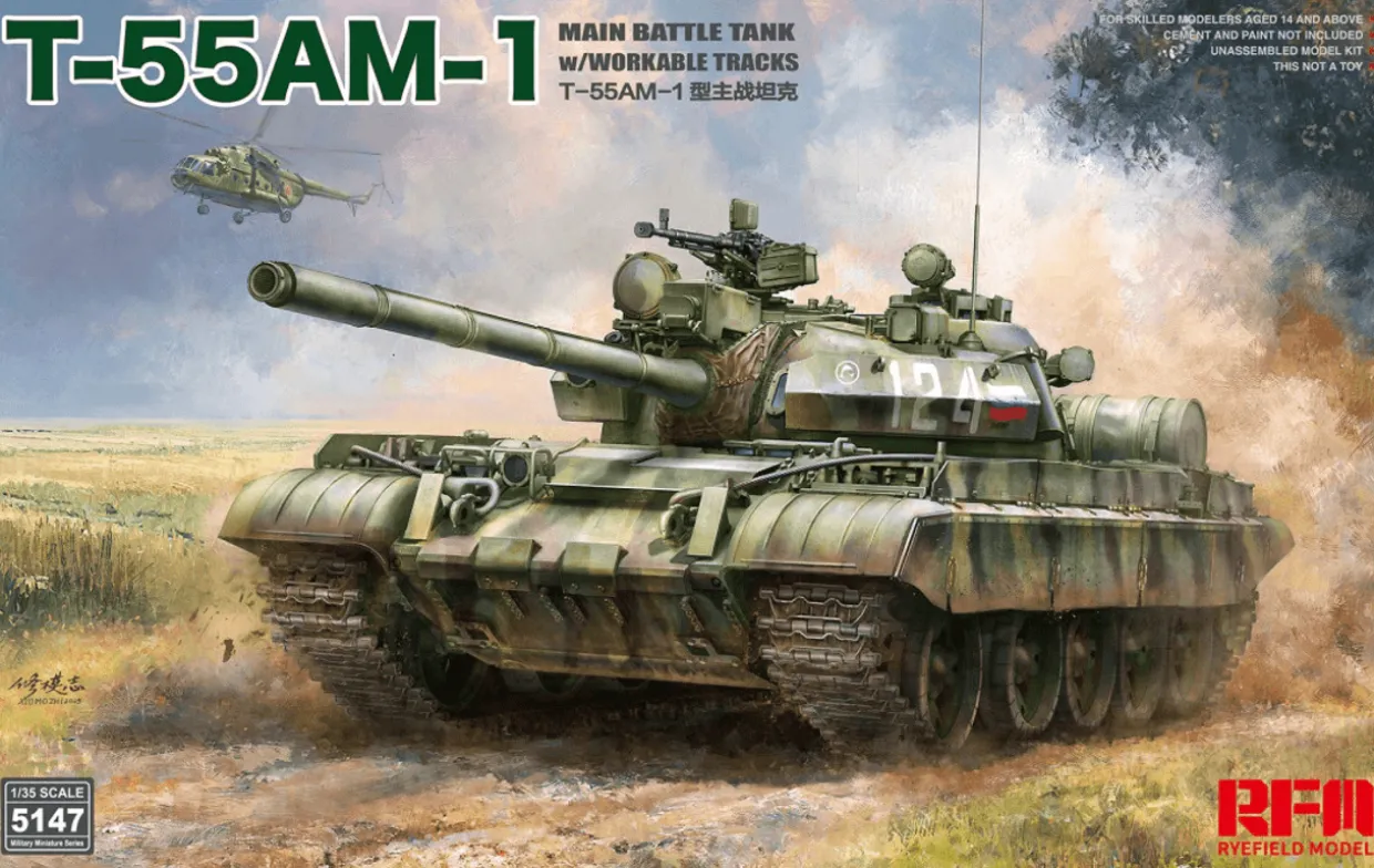 Rye Field Models 1/35 T-55AM-1 MBT with Workable Tracks
