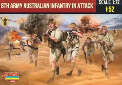 Strelets 1/72 WWII British 8th Army Australian Infantry in Attack
