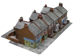 Superquick 1/76 Low Relief Terrace Corner (Red Brick) Card Building Kit