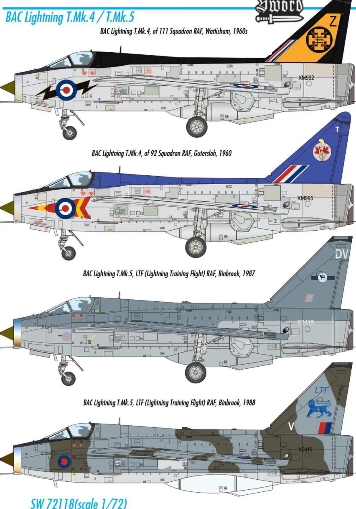 Sword 1/72 BAC/EE Lightning T.4/T.5
