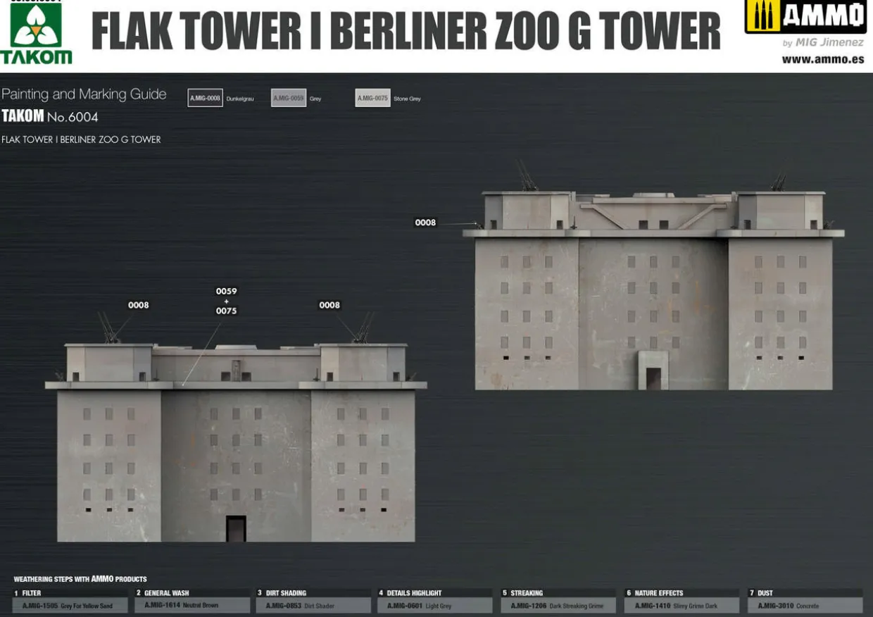 Takom 1/350 Flak Tower I Berliner Zoo G Tower Model Kit