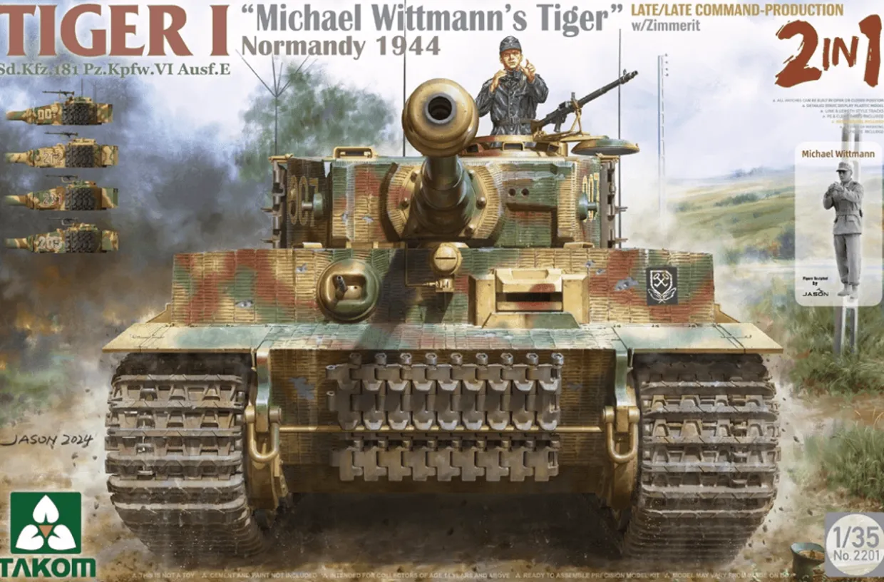 Takom 1/35 Pz.Kpfw.VI Ausg.E Tiger I Normandy 1944 with Zimmerit and Michael Wittman Figure