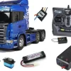 Tamiya 1/14 RC Scania R620 6X4 Highline Truck Blue Super Package Deal