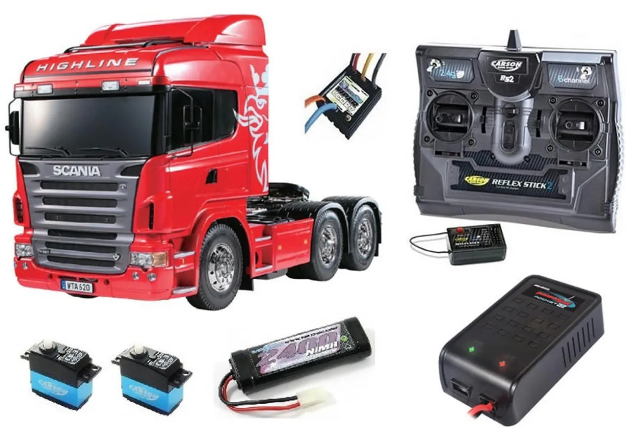 Tamiya 1/14 RC Scania R620 6X4 Highline Truck Super Package Deal
