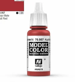 Vallejo Model Color 957 17ml Flat Red Matt Acrylic Paint