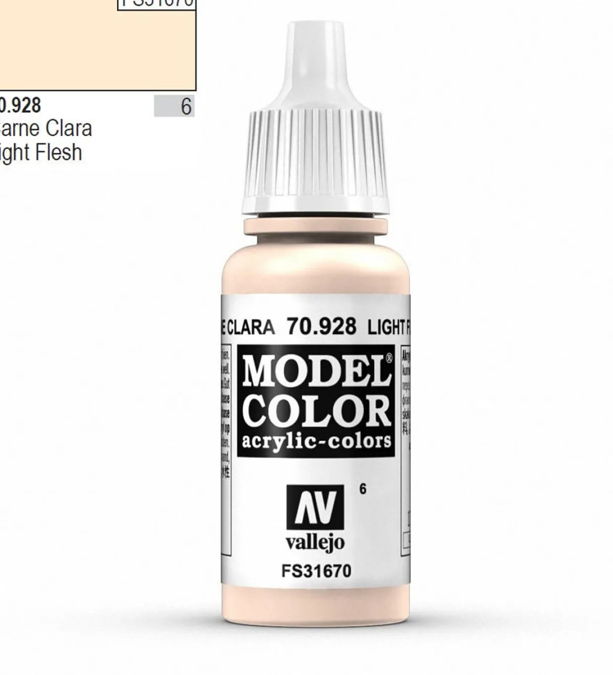 Vallejo Model Color 928 17ml Light Flesh Matt Acrylic Paint