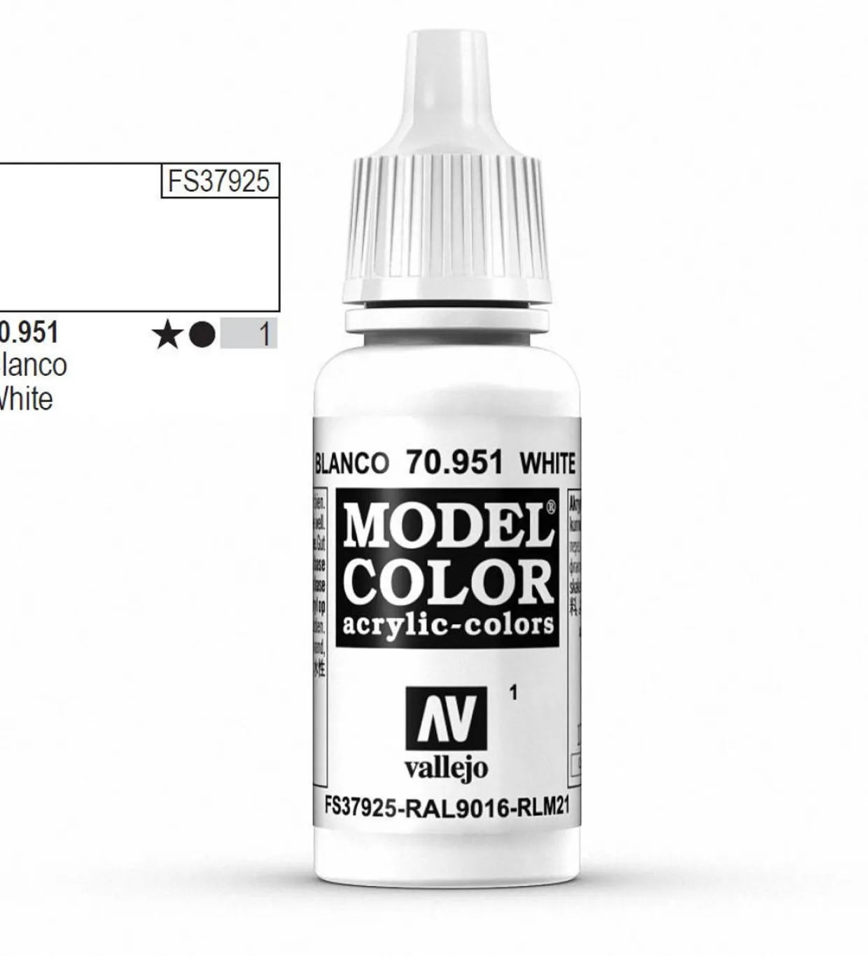 Vallejo Model Color 951 17ml White Matt Acrylic Paint